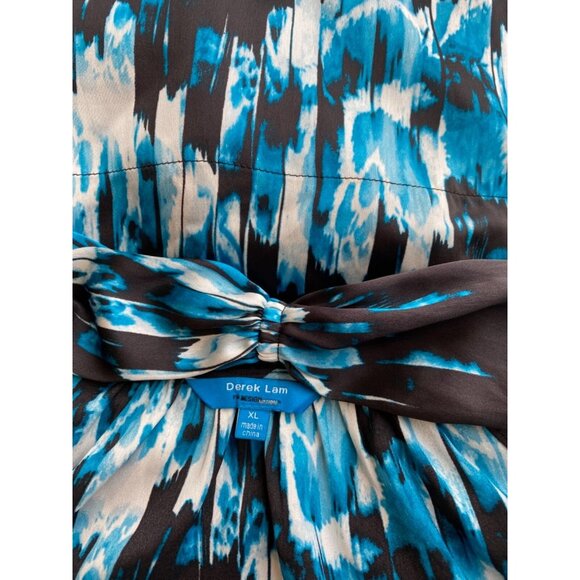 Derek Lam Dress Blue White XL Extra Large Silky Washable Halter Resort Cruise - Picture 3 of 6